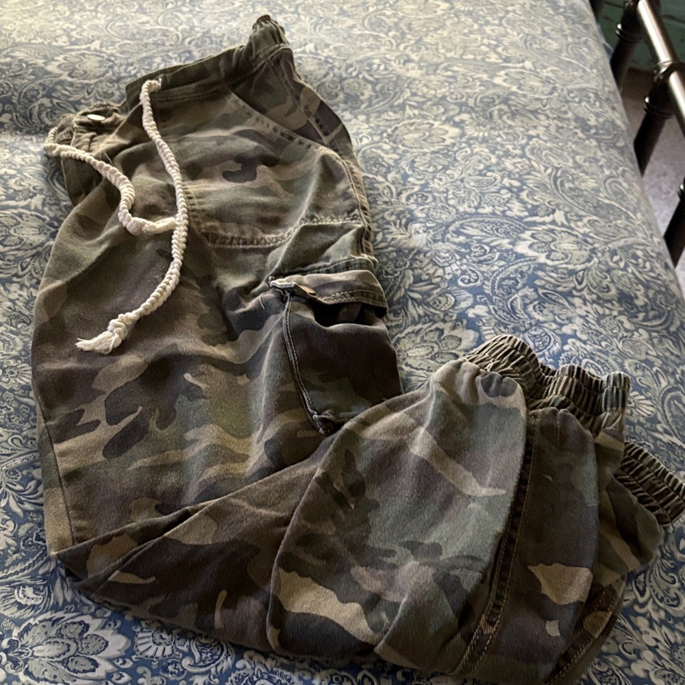 POL Camo Track Joggers in Olive Green